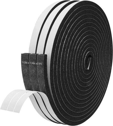 Vista 14 de Cinta aislante de espuma autoadhesiva Storystore, resistente a la intemperie de 1 x 1/8 x 16,5 pies para puertas y ventanas, sello de puerta a