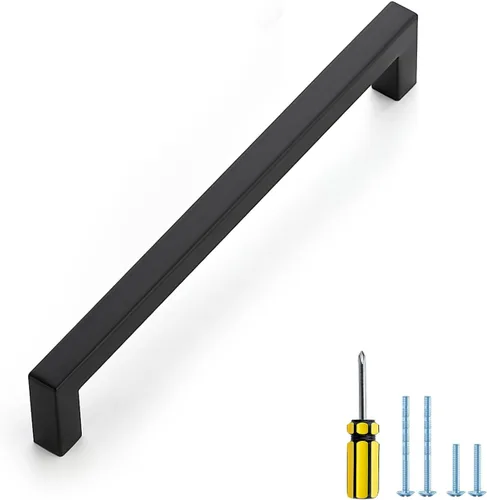 Vista 33 de Ravinte Paquete de 5 tiradores cuadrados de gabinete de 2-1/2 pulgadas, manijas negras para gabinetes de cocina, accesorios de cocina negros mate