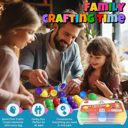 Vista 3 de UpBrands Caja a granel de 720 huevos de Pascua prellenados con pulseras de cremallera de juguete para ansiedad, suministros de caza de huevos