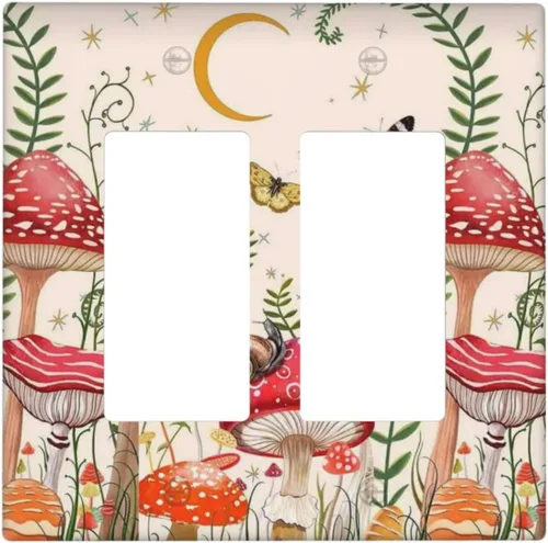 Vista 48 de Cubiertas de Salida Decorativas Boho Midcetury Oro Paisaje de Montaña del Sol 1 Banda Cubierta de Placa de Pared Receptáculo Interruptor de Luz