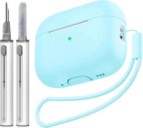 Vista 16 de Compatible con Airpods Pro 2 Case, Funda Protectora de Piel de Silicona Suave con Kit de Limpieza y Cordón Compatible para AirPod Pro de 2ª