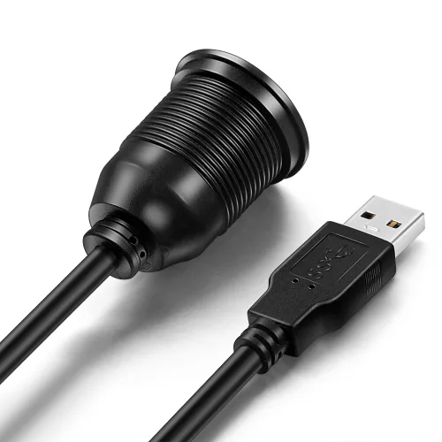 Vista 3 de Cable de extensión USB 3.0 macho a USB 3.0 hembra AUX de montaje empotrado para automóvil, camión, barco, motocicleta, panel de salpicadero