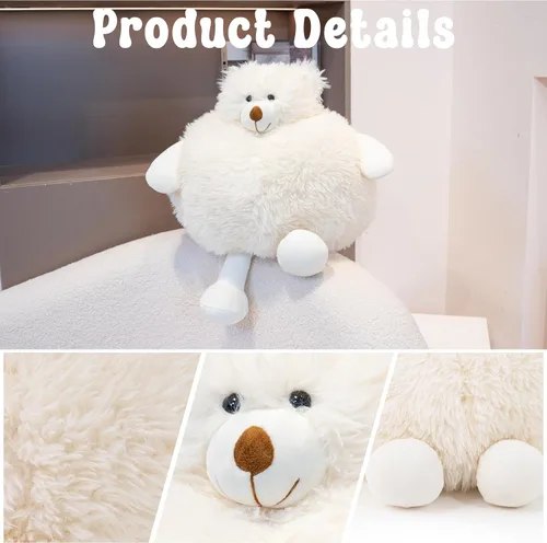 Vista 3 de Peluche de oso polar con peso, oso polar de felpa blanca, animal de peluche con peso, regalo para adultos y niños en cumpleaños o Navidad