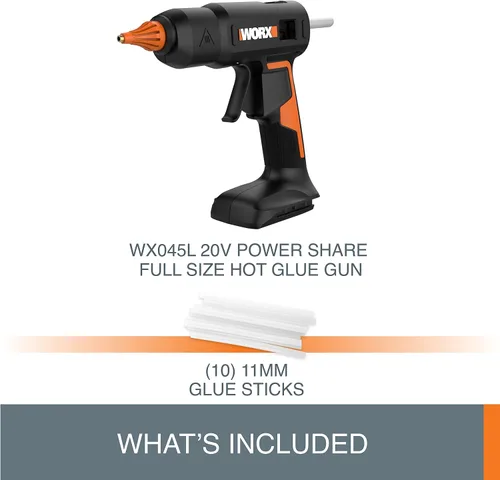 Vista 5 de Worx 20V Power Share Pistola de pegamento caliente de tamaño completo WX045L.9- (sólo herramienta)
