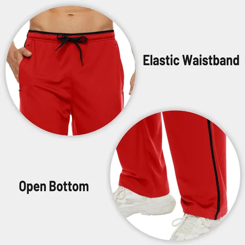 Vista 5 de Magnivit - Pantalones deportivos ligeros para hombre, ajuste holgado, parte inferior abierta, de malla, atléticos, con bolsillos con cremallera