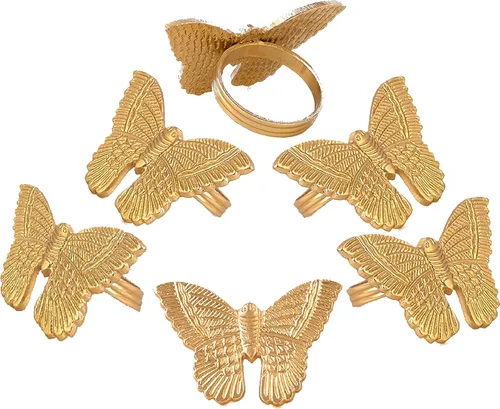 Vista 7 de Juego de 12 servilleteros de mariposa dorados brillantes para decoración de dorado (Bright Gold)