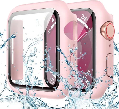 Vista 10 de Goton - Funda impermeable para Apple Watch 38 mm Series 3 2 1, protector de pantalla de vidrio templado, protección completa de policarbonato duro