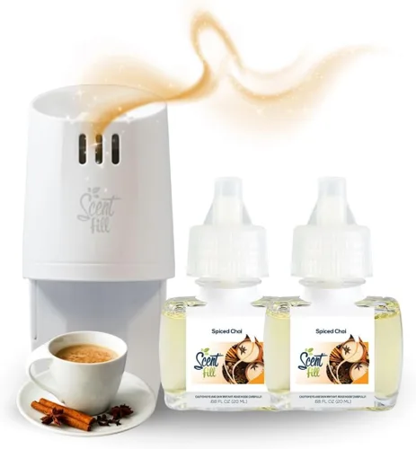Vista 30 de Scent Fill Ambientador enchufable de sidra de manzana, repuestos de aceite perfumado, 2 recambios + difusor