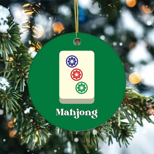 Vista 2 de Cheyan Divertido adorno chino de porcelana de Mahjong para decoración del hogar, colgantes de Navidad, árbol de Navidad, adorno colgante de árbol