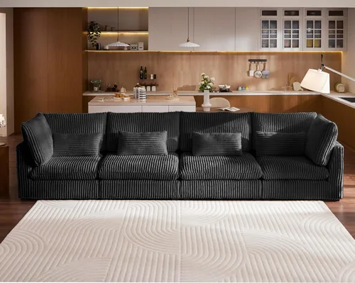 Vista 47 de Sofá Modular de Tamaño Grande, Sofá Seccional de Chenilla Cloud Extra Profundo con Chaise Otomana, Sofá Cama de Chenilla Esponjosa de 5 Asientos