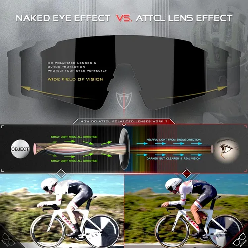 Vista 7 de ATTCL Gafas de sol de ciclismo de lujo para hombres y mujeres, gafas deportivas, protección UV 400 para ciclismo, esquí, conducción