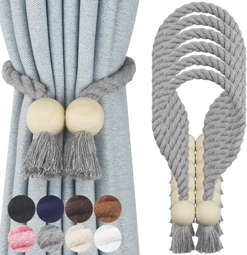 Vista 9 de Alzapaños magnéticos para cortinas, alzapaños decorativos Nieffeiy Beige