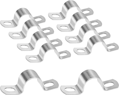 Vista 40 de M METERXITY Paquete de 3 abrazaderas de conducto, correa rígida de acero inoxidable 304 de 3-1/2 pulgadas M89 U con 2 agujeros