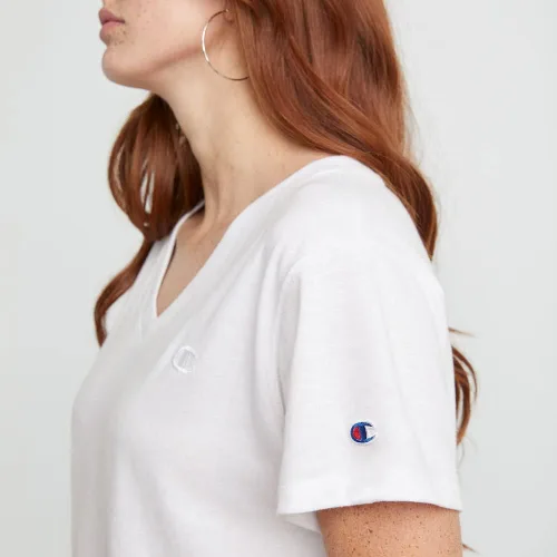 Vista 3 de Champion Powerblend - Camiseta de manga corta para mujer, talla grande, cuello en V, para mujer