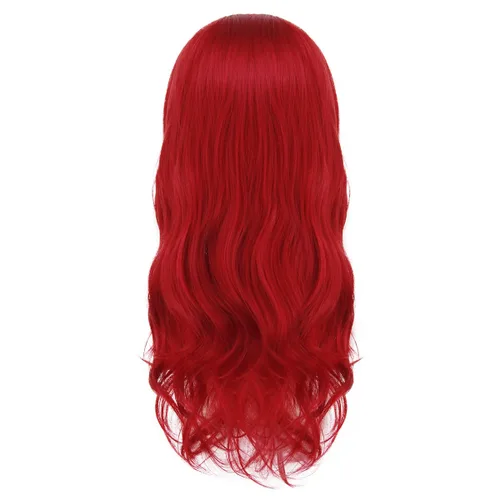 Vista 5 de Ccfurwo CC037R - Peluca roja de sirenita para niños, disfraz de sirenita, peluca larga y ondulada con collar y horquilla para fiesta de disfraces