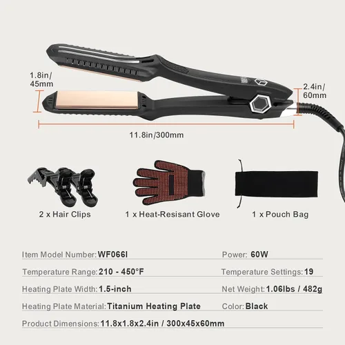 Vista 7 de Happybuy Plancha de pelo de titanio, ¡tu compañero de peinado ideal! Esta plancha de 1.5 pulgadas cuenta con calefacción por infrarrojos, una