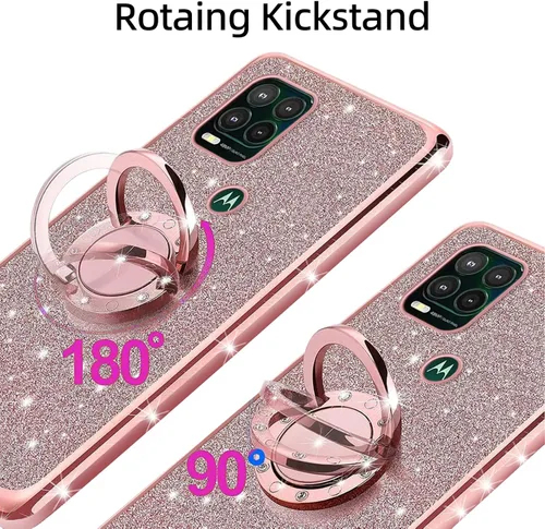 Vista 3 de Funda para Moto G Stylus 5G, funda de teléfono para Moto G Stylus 0.18 oz 2021 para mujer, de lujo, elegante, con purpurina, delgada, TPU brillante