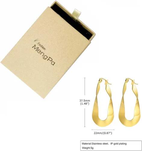 Vista 6 de MengPa Aretes de aro para mujer, chapados en oro negro, aretes de gota, joyería de moda