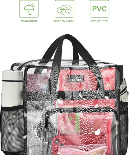 Vista 25 de MAY TREE Bolsa transparente para eventos en estadios de 12 x 6 x 12 pulgadas, bolsa de almuerzo transparente con correas reforzadas para trabajo