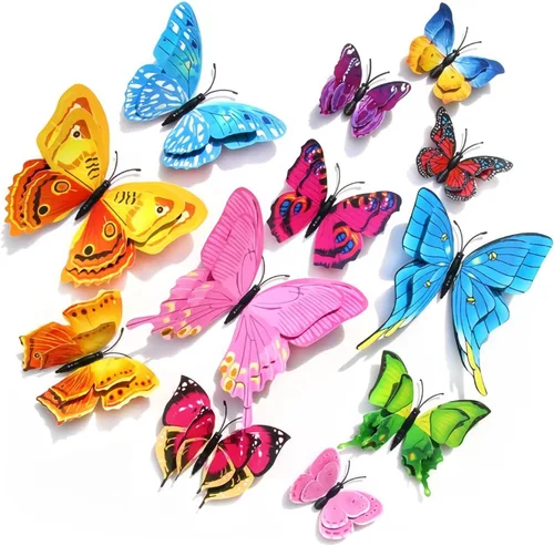 Vista 13 de OPSEAM - Calcomanías 3D de mariposa, 24/48 unidades, para decoraciones de pared, fiestas, con imanes (morado, 24)