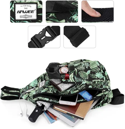 Vista 4 de HAWEE Mochila bandolera para mujer, anti-agua, ajustable inclinado