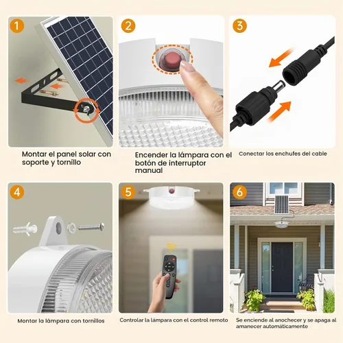Vista 6 de Solar Ceiling Lights Indoor Outdoor, Day/Night Shed Barn Lamp-1 Pack