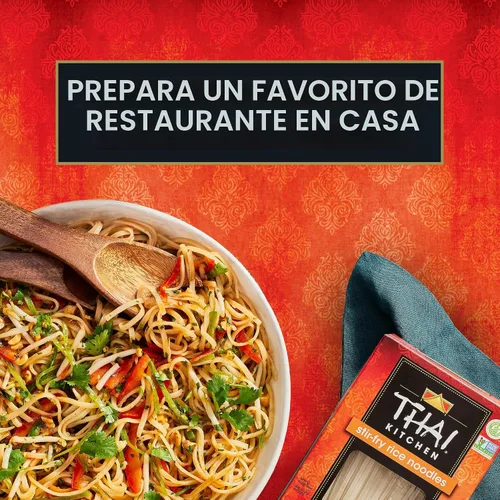 Vista 4 de Thai Kitchen Fideos de arroz salteados, sin gluten, sin OMG, dos ingredientes, cocción rápida, para Pad Thai y otros platos salteados, 14 onzas