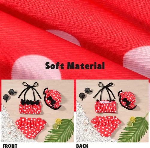 Vista 3 de Aalizzwell Conjunto de bikini de 3 piezas para niñas pequeñas con sombrero