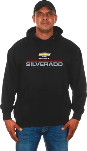 Vista 2 de JH DESIGN GROUP Sudadera con capucha para hombre con logotipo desgastado de 2 caras para Chevy Silverado