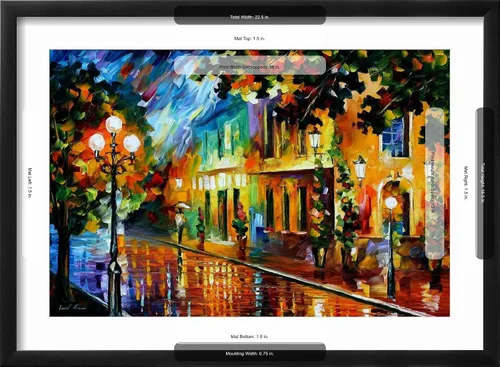 Vista 5 de ART.COM Arte enmarcado para pared, diseño de flores nocturnas de Leonid Afremov, decoración escénica, 18 x 12 pulgadas, marco negro con paspartú
