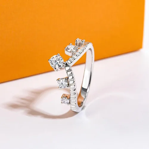 Vista 3 de Anillos de eternidad de moissanita, anillos de boda, color D, claridad VVS1, redondo, corte brillante, plata de ley 925, 56 piedras, anillos