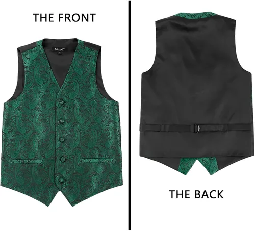Vista 4 de Alizeal Conjunto clásico de corbatín y chaleco de traje de cachemira para niños