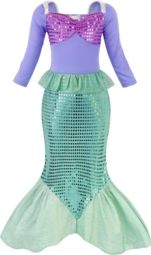 Vista 2 de Eledobby Little Mermaid Dress for Girls Ariel Costume Halloween Outfits Princess Mermaids Dresses Birthday Party Clothes