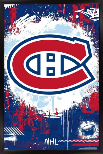Vista 8 de Trends International NHL Montreal Canadiens - Póster de pared Maximalist Logo 23, 22.4 pulgadas de largo x 14.7 pulgadas, versión enmarcada