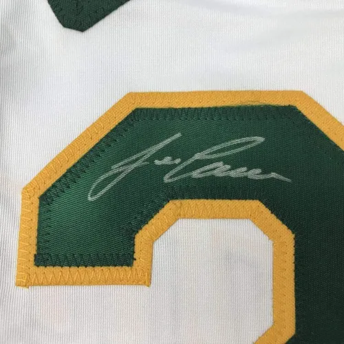 Vista 2 de Enmarcada Autografiado/Firmado José Canseco 33x42 Oakland White Baseball Jersey JSA COA