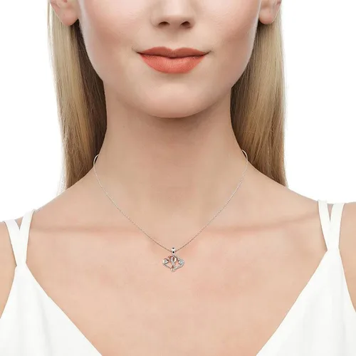 Vista 4 de Jeulia Collar de corazón de diamante de plata de ley infinito doble corte de corazón infinito colgante de amor de cristal transparente granate