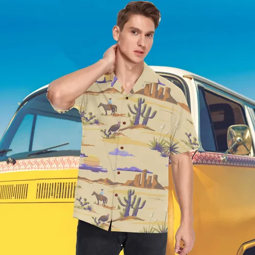 Vista 5 de visesunny Camisa hawaiana de manga corta con botones para hombre