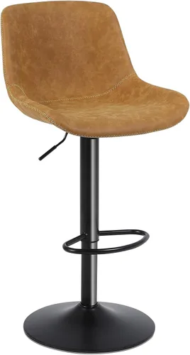 Vista 23 de Juego de 2 taburetes de bar, taburetes de bar giratorios de altura de mostrador con respaldo, sillas de bar ajustables, taburete alto sin brazos