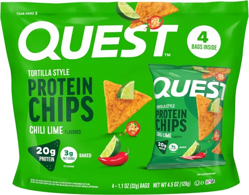 Vista 29 de Quest Nutrition Chips de proteína, barbacoa, 0.78 oz de proteína, 0.11 oz de carbohidratos netos, 130 cals, bolsa de 1.1 onzas, 1 unidad, alto