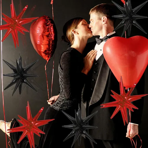 Vista 6 de 6 globos de papel de aluminio con forma de estrella, de una sola pieza, globo de estrella de 14 puntas 4D, cono Starburst, Mylar de 22 pulgadas