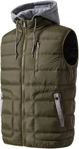 Vista 3 de Msmsse Chalecos de invierno para hombre ropa de abrigo extraíble con capucha