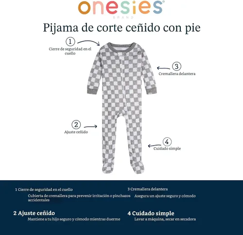 Vista 5 de Onesies - Paquete de 4 pijamas con piecitos para bebés y niñas pequeñas Rosa (Bunny Pink)