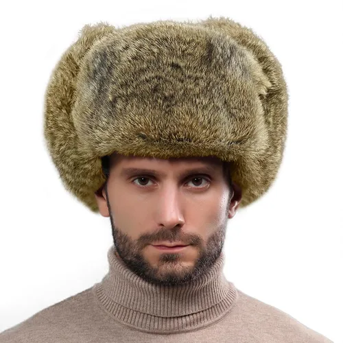 Vista 10 de Sombrero de invierno cálido y resistente al viento para hombre, de piel sintética, suave y térmica, para caza, esquí, senderismo, sombrero de nieve