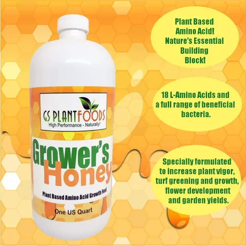 Vista 4 de Grower's Honey - Fertilizante líquido a base de plantas, alimento orgánico para plantas para un enorme crecimiento vegetativo (1 cuarto de galón)