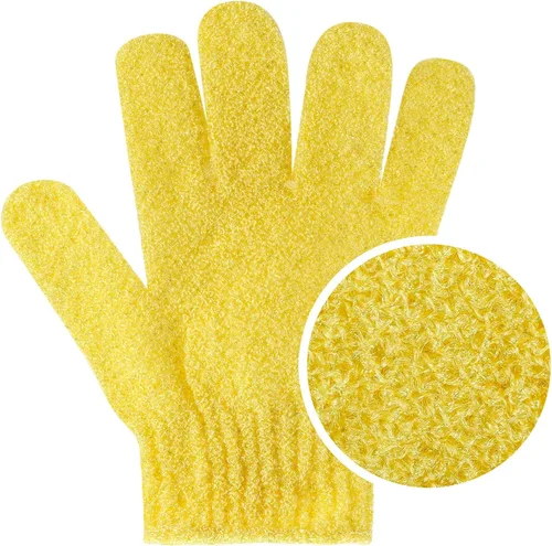 Vista 4 de BTYMS 24 guantes exfoliantes de ducha, guantes exfoliantes de manos, guantes de lavado de lufa para ducha, spa, masajes y exfoliantes corporales