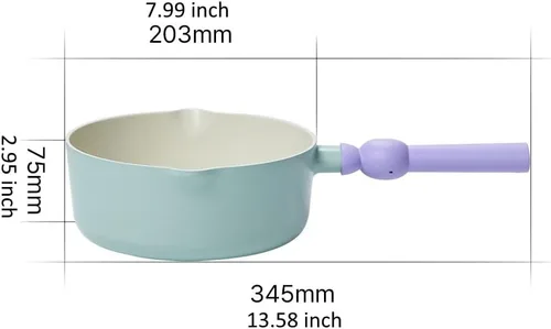 Vista 3 de Better Finger Kitchen - Mini wok antiadherente de 7 pulgadas con asa, revestimiento de cerámica de cocción saludable, olla para derretir leche con 2