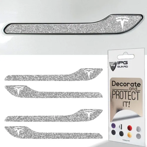 Vista 36 de IPG Kit de 4 calcomanías para manija de puerta de Tesla Model 3/Model Y (juego de 4) con logotipo de Tesla (fibra de carbono negra)