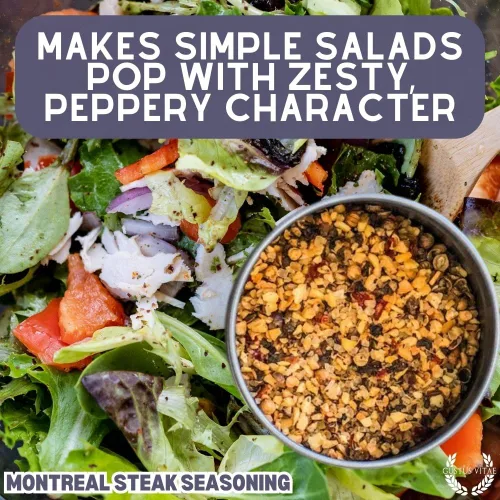 Vista 4 de Montreal - Condimento para carne, auténtica mezcla de especias gourmet artesanales, sin OMG, empaquetado en latas magnéticas, sostenible, cultivado