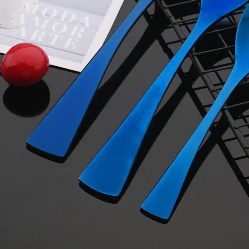 Vista 7 de Juego de cubiertos de acero inoxidable resistente, juego de cubiertos de 28 piezas para 4, vajilla moderna, incluye 3 cucharas de tamaño, juego