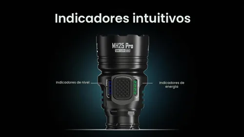 Vista 7 de Nitecore MH25 Pro - Linterna de largo alcance, 3300 lúmenes de alto lumen de 770 yardas de largo alcance, USB-C recargable compacta luz de caza